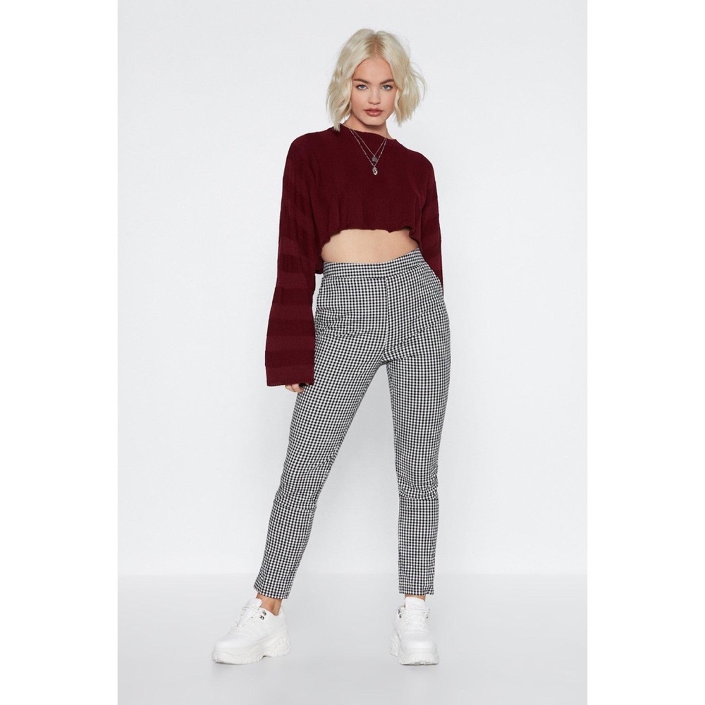Nasty Gal black and white gingham cropped pant